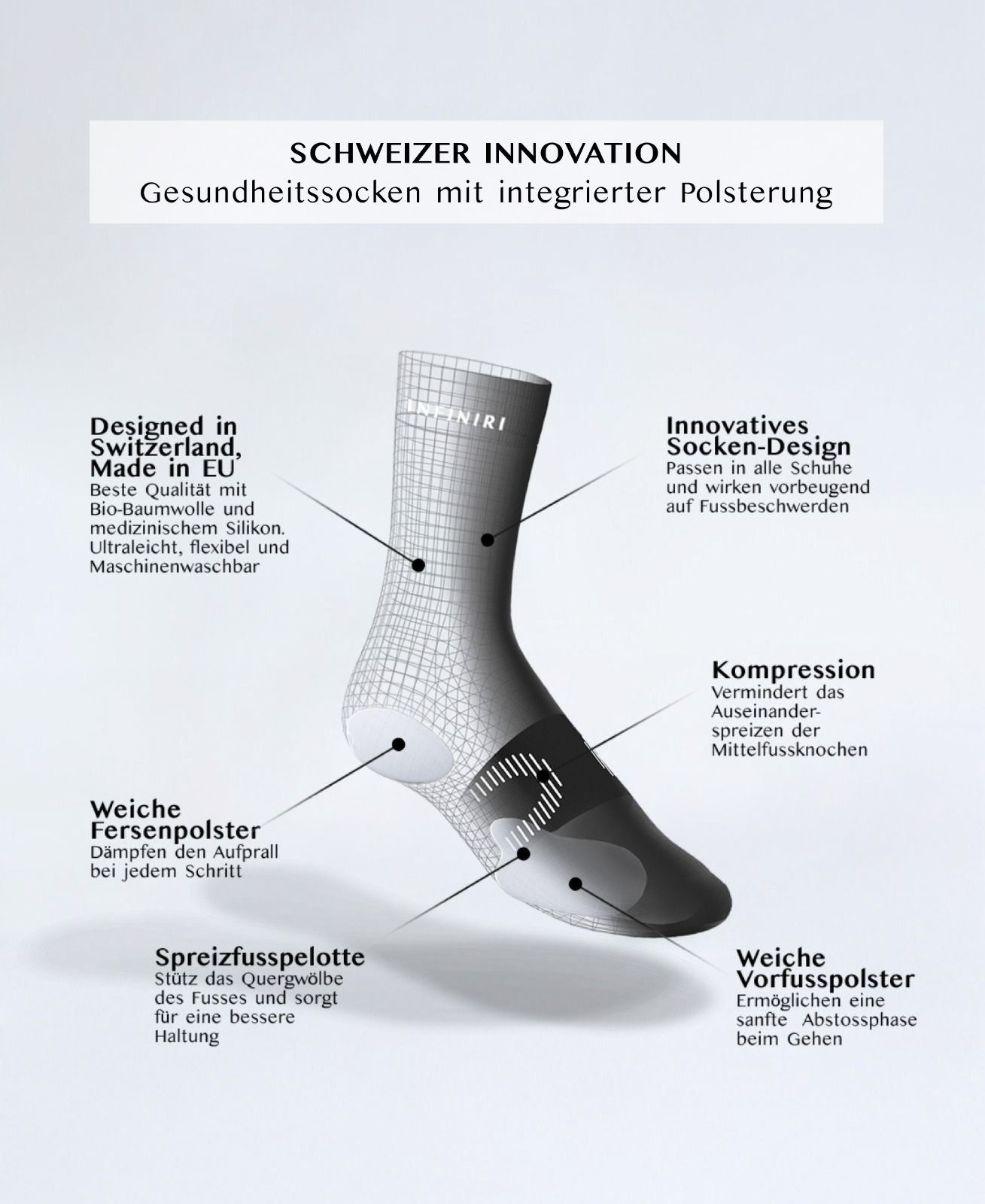 INFINIRI Damen Gesundheitssocken - Schwarz