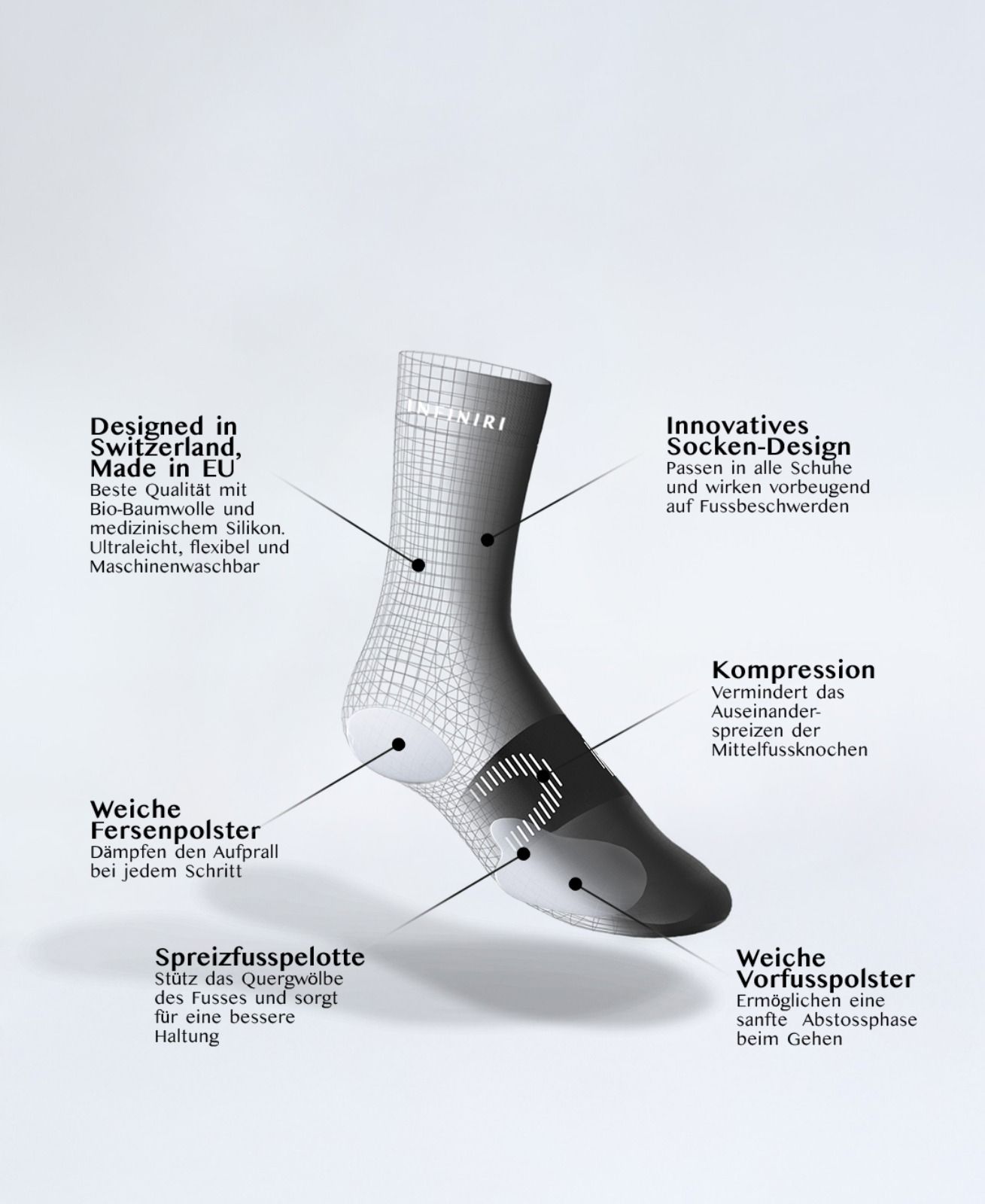 INFINIRI COMFORT Gesundheitssocken - Herren / Schwarz