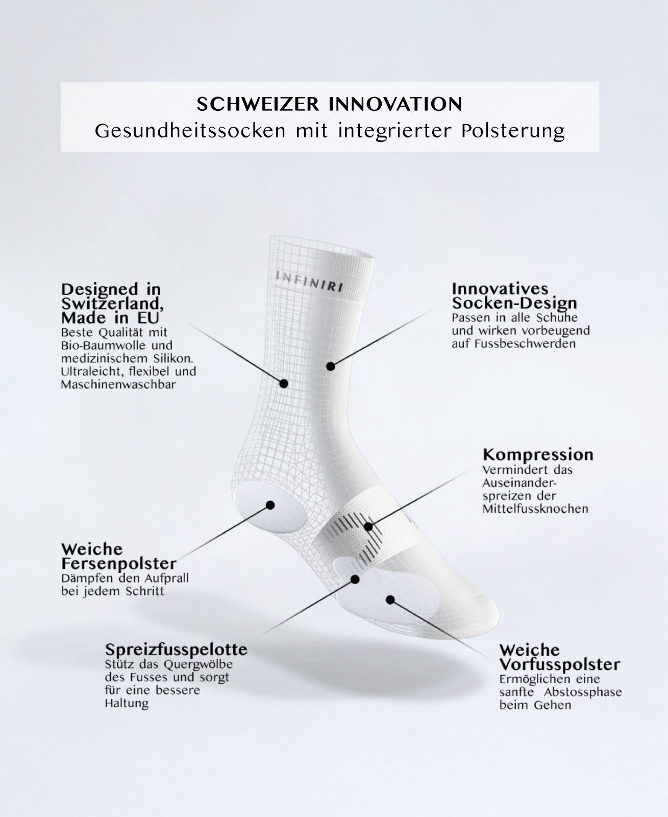 INFINIRI Damen Gesundheitssocken - Weiss