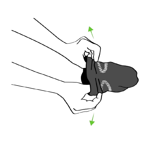 How to wear Infiniri supportive socks step one: widen the sock at the mouth